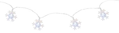 Reťaz MagicHome Vianoce SnowFlake, 10 LED studená biela, jednoduché svietenie, 2xAA, IP20, interiér, osvetlenie, L-0,90 m