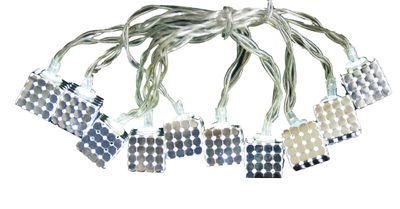 Christmas Light MagicHome Metal Cube, silver, 2xAA, interior