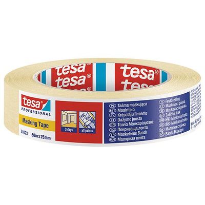 Szalag tesa® PRO, festő, maszkoló, ragasztó, 25 mm, Hossz: 50 m