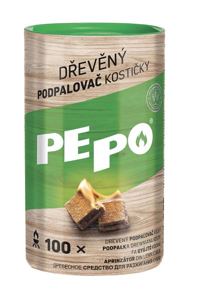Gyújtó PE-PO® szilárd fa, 100 db, gyújtó grillekhez, tűzhelyekhez, kandallókhoz, sütőkhöz