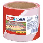 Szalag tesa® SIGNAL, 80 mm, figyelmeztető, piros/fehér, Hossz: 100 m