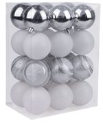Balls MagicHome Christmas, 24 pcs, white - silver, mix, for Christmas tree, 6 cm