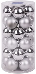 Gömbök MagicHome Karácsony, 30 db, ezüst, vegyes, karácsonyfára, 6 cm