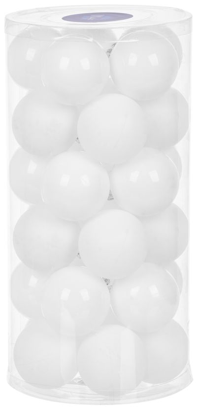 MagicHome karácsonyi gömbok, 30 db, fehér, fényes, mix, karácsonyfára, 6 cm