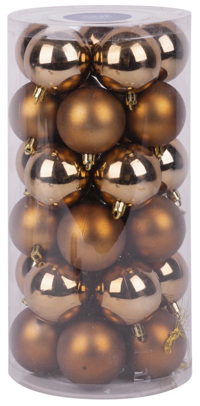 MagicHome karácsonyi gömbok, 30 db, réz, mix, karácsonyfára, 6 cm