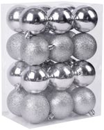 Gömbök MagicHome Karácsony, 24 db, ezüst, vegyes, karácsonyfára, 6 cm
