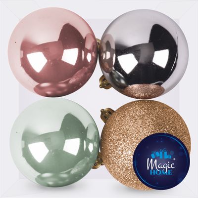 MagicHome karácsonyi gömbok, 4 db, mix, karácsonyfára, 10 cm