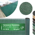 Tkanina tieniaca POPULAR.NET 2x10 m, HDPE, UV, 150 g/m2, 90% zelená