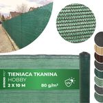 Tkanina tieniaca HOBBY.NET 2x10 m, HDPE, UV, 80 g/m2, 85% zelená