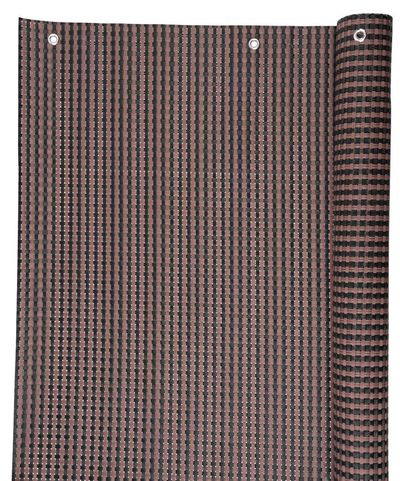 Privacy screen Polyratan 77, 0.9x3 m, UV, 800 g/m2, brown-black, for balcony, with eyelets