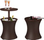 Bar Keter® COOL BAR RATTAN, brown, multifunctional, garden table, round, 490x490x570/820 mm
