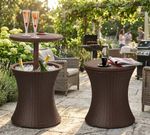 Bar Keter® COOL BAR RATTAN, hnedý, multifunkčný, záhradný stôl, okrúhly, 490x490x570/820 mm