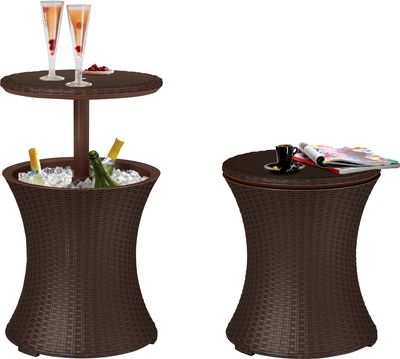 Keter® COOL BAR bár, RATTAN barna, multifunkcionális, kerti, 49 x 49 x 57/82 cm