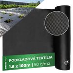 Garden fabric B4407, 1.6x100 m, non-woven, 50 g/m, 3% UV, black, roll