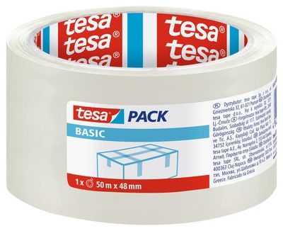 Szalag tesa® BASIC, csomagoló, ragasztó, átlátszó, 48 mm, Hossz: 50 m