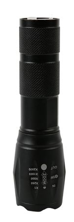 Flashlight Strend Pro FL001, T6 150 lm, Aluminum body, Zoom, 2200 mAh, power bank, USB charging