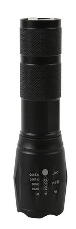 Zseblámpa Strend Pro Flashlight FL001, T6 150 lm, alumínium test, ZOOM, 2200 mAh, power bank, USB tö