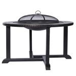 Grill és tűzrakóhely Strend Pro Grill, fém, 4 szék, 3 az 1-ben, 105x75 cm, faszén, kerti