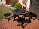 Grill és tűzrakóhely Strend Pro Grill, fém, 4 szék, 3 az 1-ben, 105x75 cm, faszén, kerti