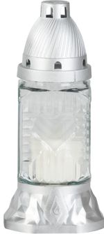 Grave gyertyamécses, üveg, dekor, színkeverék, 16 h, 50 g, 22 cm, sírhoz