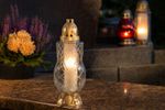 Grave Candle Holder, clear glass, 62 h, 180 g, 36 cm, for grave