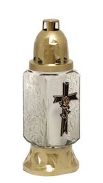 Grave candle holder, clear glass, mix, 28 h, 80 g, 25 cm, for grave