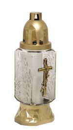 Grave candle holder, clear glass, mix, 28 h, 80 g, 25 cm, for grave