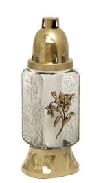 Grave candle holder, clear glass, mix, 28 h, 80 g, 25 cm, for grave