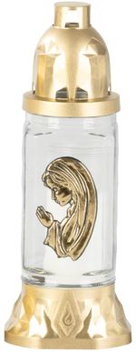 Grave candle holder, clear glass, mix, 28 h, 80 g, 25 cm, for grave