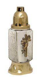 Grave candle holder, clear glass, mix, 28 h, 80 g, 25 cm, for grave