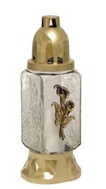 Grave candle holder, clear glass, mix, 28 h, 80 g, 25 cm, for grave