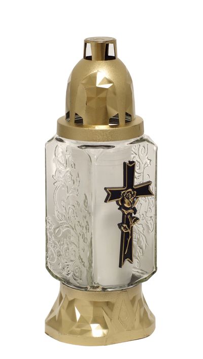 Grave candle holder, clear glass, mix, 28 h, 80 g, 25 cm, for grave