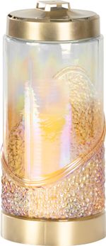 Grave Candle, glass, coloured decoration, 52 h, 150 g, 29.5 cm, for grave
