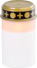 Mécses MagicHome, LED gyertyával, sírra, fehér, 12 cm, (2xAA elemmel együtt)