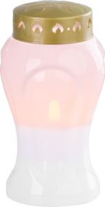 Mécses MagicHome TG-26, LED gyertyával, sírra, fehér, 10x17 cm, (2xAA elemmel)