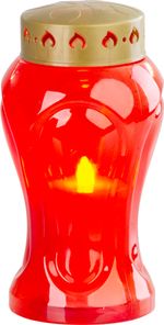 Mécses MagicHome TG-26, LED gyertyával, sírra, piros, 17 cm, (2xAA elemmel)