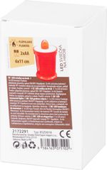 Candle MagicHome TG-18, LED, for grave, red, 11 cm, (2xAA included)