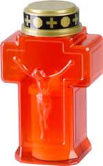 Gyertya MagicHome, kereszt, LED, sírhoz, piros, 2xAA, 15,3x6,8 cm, (alkatrészcsomag 2xAA)