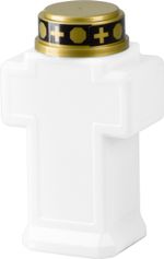 Candle MagicHome, cross, LED, for grave, white, 2xAA, 15x9 cm, (2xAA included)