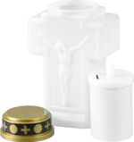 Gyertya MagicHome, kereszt, LED, sírra, fehér, 2xAA, 15x9 cm, (2xAA elem a csomag része)
