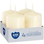 Candles AURA, cylinder, ivory, 40x60mm, 7h, 55g, pack. 4pcs