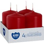 Candles AURA, cylinder, burgundy, 40x60mm, 7h, 55g, pack of 4