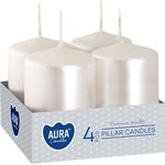 Candles AURA, cylinder, white pearl, 40x60mm, 7h, 55g, pack. 4pcs