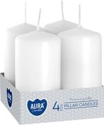 Candles AURA, cylinder, white, 40x80mm, 9h, 80g, pack. 4pcs