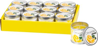 Gyertya Citronella 50 g, doboz, csomag. 12 db, termékcsomag 12 db, 55 x 55 mm