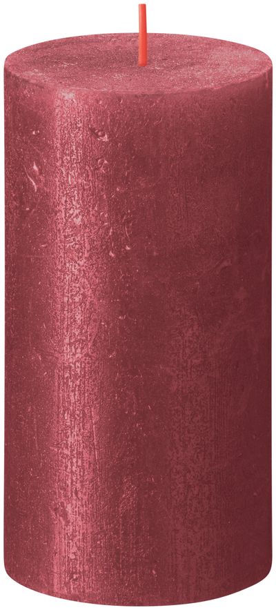 Candle Bolsius Rustik Shimmer, cylinder, red, 60 hours, 68x130 mm