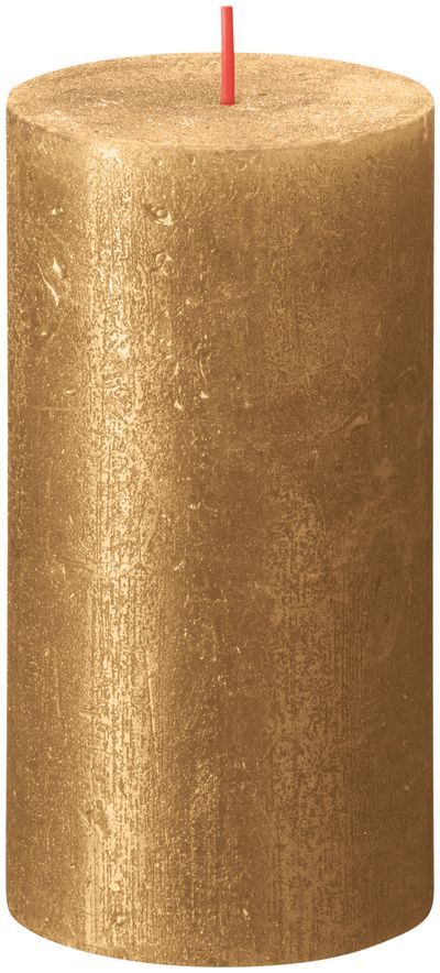 Candle Bolsius Rustik Shimmer, cylinder, gold, 60 hours, 68x130 mm