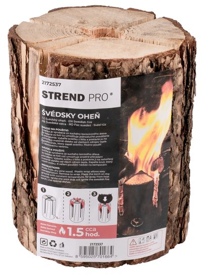 Swedish torch Strend Pro WOODSON, portable fireplace, natural cooker, log for cooking, camping, camp