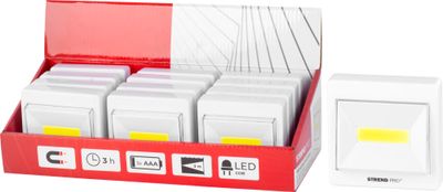 Lámpa Strend Pro Switchlight C1062, 3W COB 100 lm, 3xAAA, kapcsoló, Sellbox 12 db
