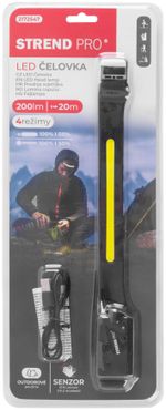 Fejlámpa Strend Pro Headlight H4034, LED+XPE, 200 lm, 1200 mAh, USB töltés, mozgásérzékelő